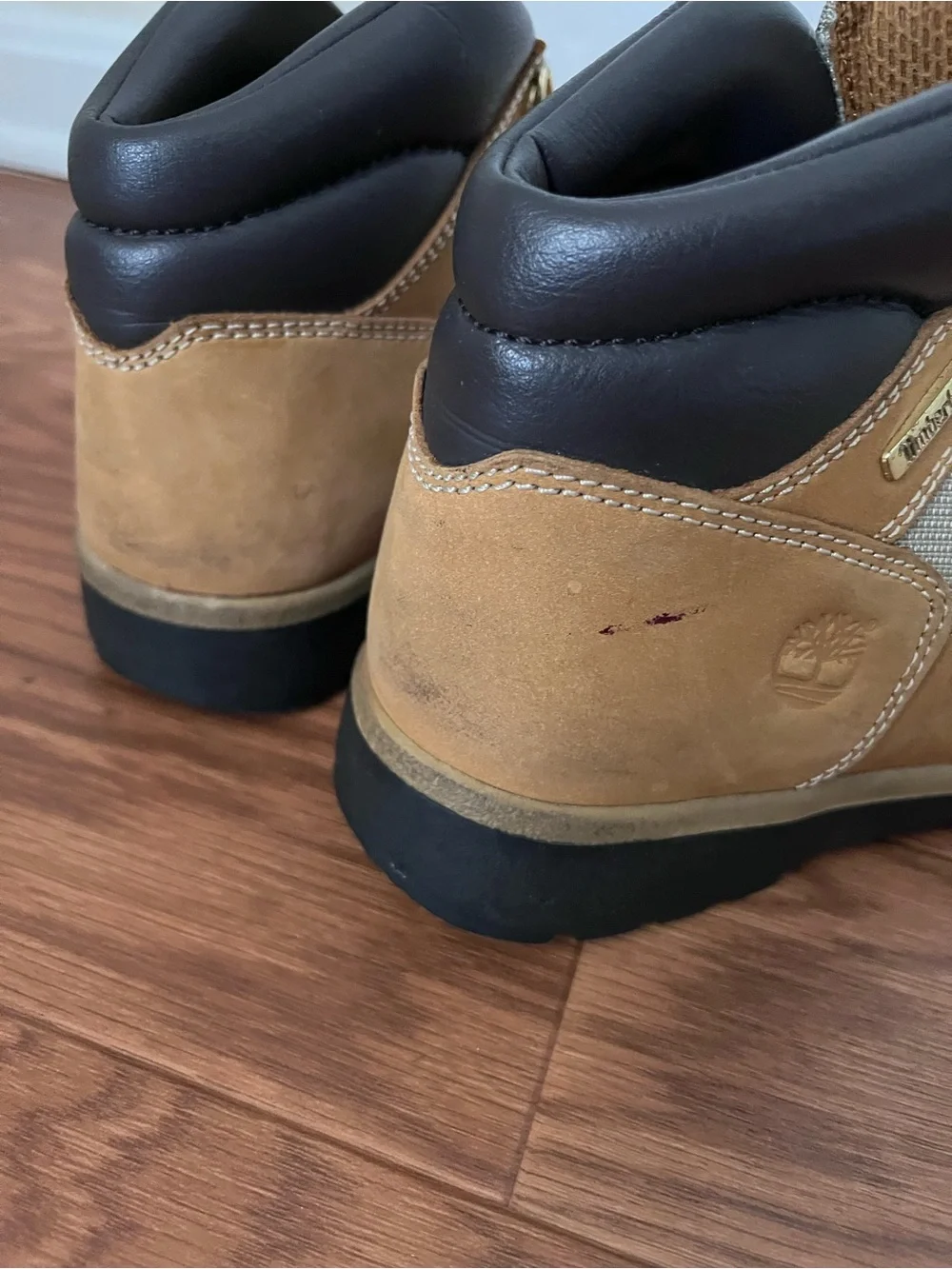 Timberland Field Boot Mid Lace Up Kids, Size 3 10.5CM Approx, Wheat Nubuck AS IS